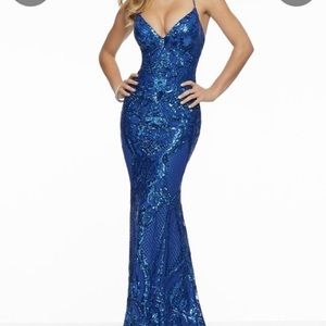 Blue Sequins Morilee Designer Prom Dress